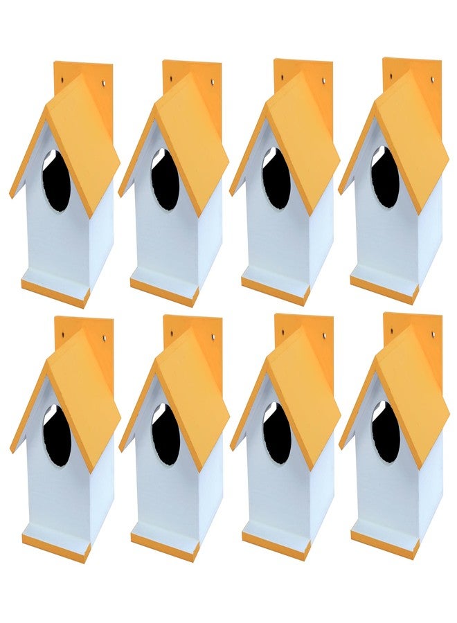 Hellonz Bird House for Sparrow, Budgies & Finches with Air Ventilation and Mounting Hook (Pack of 8) (Orange) - Image 1